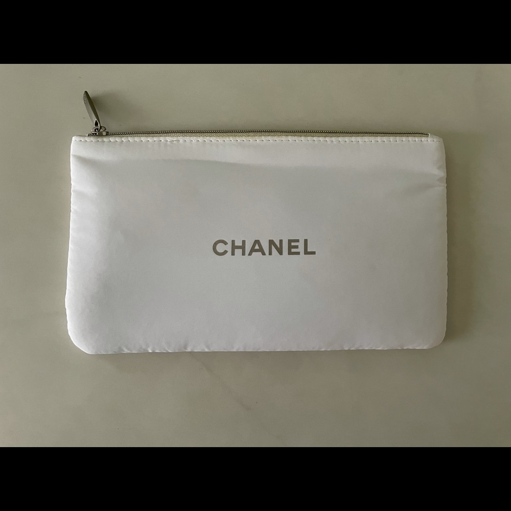 White Chanel makeup pouch